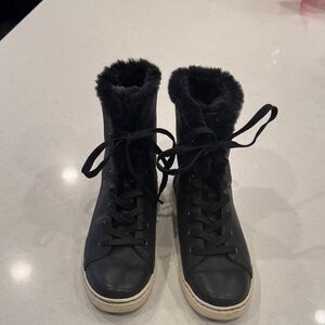 UGG Black Fur-Lined Ankle Boots